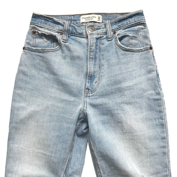 Abercrombie & Fitch Curve Love High Rise Ankle Straight Denim Jeans Sz 00 - Picture 2 of 7